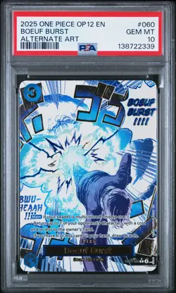 2025 ONE PIECE OP12-LEGACY OF THE MASTER ALTERNATE ART #060 BOEUF BURST PSA 10 - Image 1