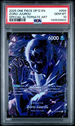 2025 ONE PIECE OP12-LEGACY OF THE MASTER #004 ZORO-JUUROU PSA 10 - Image 1