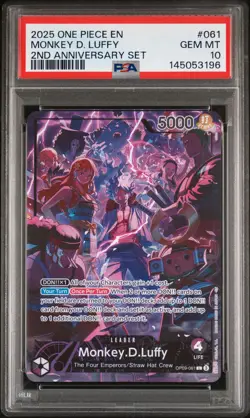 2025 ONE PIECE ENGLISH VERSION 2ND ANNIVERSARY SET #061 MONKEY D. LUFFY PSA 10 - Image 1