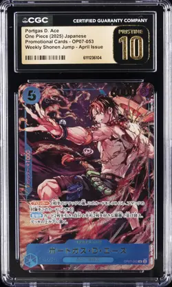 2025 ONE PIECE JPN PROMO WEEKLY SHONEN JUMP #OP07-053 PORTGAS D. ACE CGC 10 - Image 1