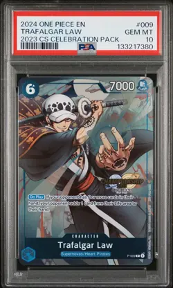 2024 ONE PIECE CHAMP 2023 CELEBRATION PACK #009 TRAFALGAR LAW PSA 10 - Image 1