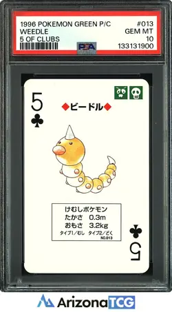 Pokemon 1996 Weedle 013 5 Of Clubs Pokemon Green Playing Card Japanese PSA 10 - Image 1