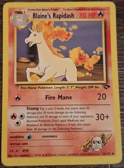 Pokemon TCG Gym Challenge Blaine's Rapidash 33/132 Regular Uncommon Card - Image 1