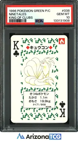 Pokemon 1996 Ninetales 038 King Of Clubs Green Playing Card Japanese PSA 10 - Image 1