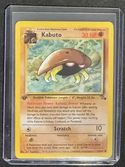 1st Edition Fossil Kabuto 50/62 Pokemon Card MP - Image 1