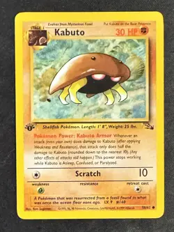 1st Edition Fossil Kabuto 50/62 Pokemon Card MP - Image 2