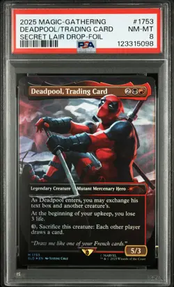 2025 MTG SECRET LAIR DROP MARVEL'S DEADPOOL-FOIL DEADPOOL TRADING CARD PSA 8 - Image 1
