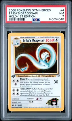 2000 POKEMON GYM HEROES HOLO-1ST ED #4 ERIKA'S DRAGONAIR PSA 7 - Image 1