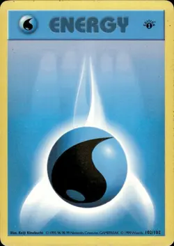 Pokemon 1st Ed. Base Common Water Energy 102/102 - Heavy Play (HP) - Image 1