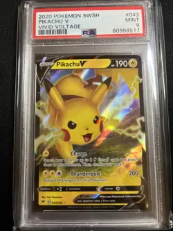 2020 Pokemon SWSH Vivid Voltage Pikachu V #043 PSA 9 - Image 1