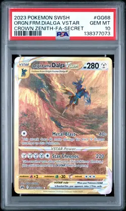 2023 POKEMON SWSH SECRET #GG68 FULL ART/ORIGIN FORME DIALGA VSTAR PSA 10 - Image 1