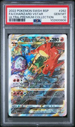 2022 POKEMON SWSH BLACK STAR PROMO #262 FULL ART/CHARIZARD VSTAR PSA 10 - Image 1