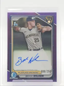 BROCK WILKEN 2024 BOWMAN CHROME 1ST PURPLE REFRACTOR AUTO /250 Q1825 - Image 1