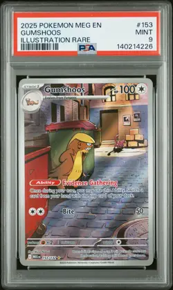 2025 POKEMON MEG EN-MEGA EVOLUTION ILLUSTRATION RARE #153 GUMSHOOS PSA 9 - Image 1