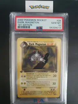 First Edition 2000 Pokemon Rocket 28/82 Dark Magneton PSA GEM MT 10 - Image 1