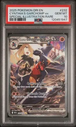 2025 Pokemon Destined Rivals Cynthia's Garchomp ex #232 SIR PSA 10 - Image 1