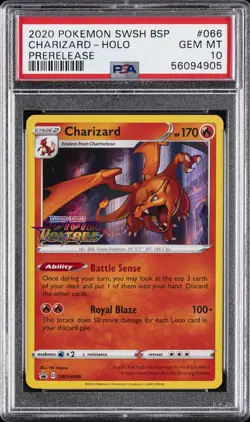 2020 POKEMON SWSH BLACK STAR PROMO PRERELEASE #066 CHARIZARD-HOLO PSA 10 - Image 1
