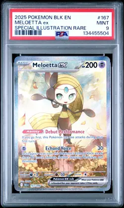 2025 POKEMON BLK EN-BLACK BOLT SPECIAL ILLUSTRATION RARE #167 MELOETTA EX PSA 9 - Image 1