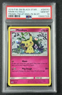 MIMIKYU HOLO PSA 10 2019 POKEMON SM BSP #SM163 PROMO TEAM UP SINGLE BLISTER 335 - Image 1