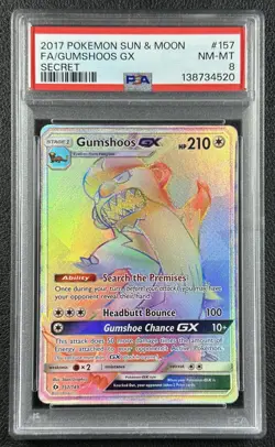 GUMSHOOS PSA 8 2017 POKEMON SUN & MOON #157/149 FULL ART FA SECRET RARE 4520 - Image 1