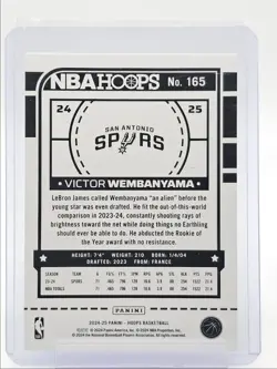 VICTOR WEMBANYAMA 2024 NBA HOOPS BLUE SHIMMER SPURS /299 Q1825 - Image 2