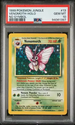1999 POKEMON JUNGLE NO SYMBOL #13 VENOMOTH-HOLO PSA 10 - Image 1