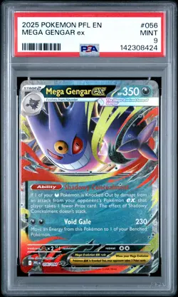 2025 POKEMON PFL EN-PHANTASMAL FLAMES #056 MEGA GENGAR EX PSA 9 - Image 1