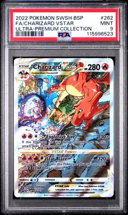2022 POKEMON SWSH BLACK STAR PROMO #262 FULL ART/CHARIZARD VSTAR PSA 9 - Image 1