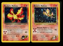 Rocket's Moltres 12/132 Blaine's Moltres 1/132 Gym Heroes 2000 Holo Pokemon WOTC - Image 1