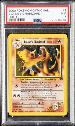 2000 POKEMON GYM CHALLENGE HOLO #2 BLAINE'S CHARIZARD PSA 7 - Image 1