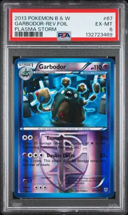 2013 POKEMON B&W PLASMA STORM #67 GARBODOR-REVERSE FOIL PSA 6 - Image 1
