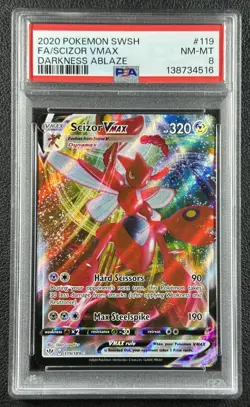 SCIZOR VMAX FA PSA 8 2020 POKEMON SWORD & SHIELD DARKNESS ABLAZE #119/189 516 - Image 1