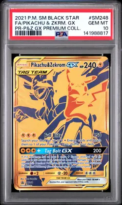 2021 POKEMON SM PREMIUM COLLECTION #SM248 FULL ART/PIKACHU & ZEKROM GX PSA 10 - Image 1