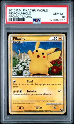 2010 POKEMON WORLD COLLECTION ITALIAN-DO NOT USE PIKACHU-HOLO PSA 10 - Image 1