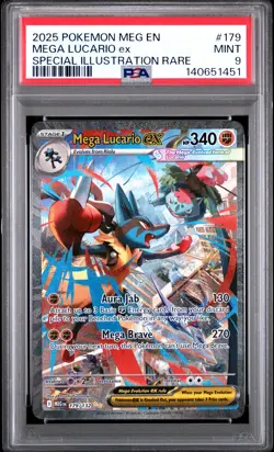 2025 POKEMON MEG EN-SPECIAL ILLUSTRATION RARE #179 MEGA LUCARIO EX PSA 9 - Image 1
