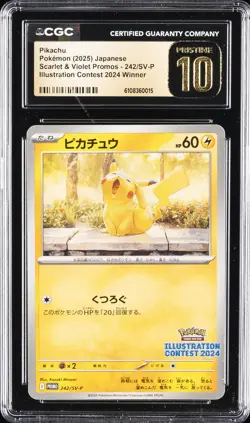 2025 POKEMON JPN SCARLET & VIOLET PROMOS #242/SV-P PIKACHU CGC 10 PRISTINE - Image 1