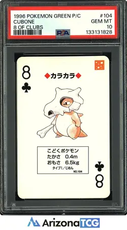 Pokemon 1996 Cubone 104 8 Of Clubs Pokemon Green Playing Card Japanese PSA 10 - Image 1