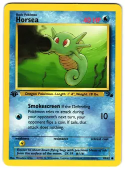 HORSEA 49/62 - LP - 1ST EDITION FOSSIL ENGLISH POKEMON CARD - Image 1