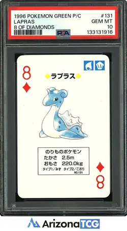 Pokemon 1996 Lapras 131 8 Of Diamonds Pokemon Green Playing Card Japanese PSA 10 - Image 1
