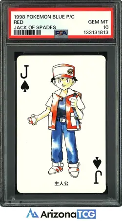 Pokemon 1998 Red Jack Of Spades Pokemon Blue Playing Cards Japanese PSA 10 - Image 1