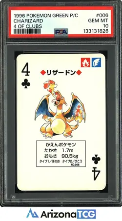 Pokemon 1996 Charizard 006 4 Of Clubs Pokemon Green Playing Card Japanese PSA 10 - Image 1