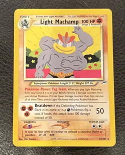 Pokemon TCG Light Machamp Neo Destiny Card 25/105 Unlimited Rare - Image 1
