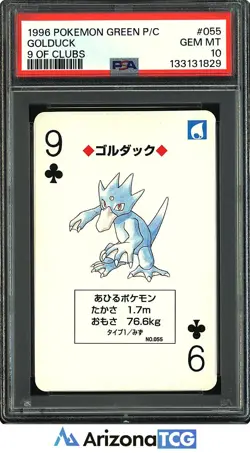 Pokemon 1996 Golduck 055 9 Of Clubs Pokemon Green Playing Card Japanese PSA 10 - Image 1