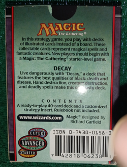 2001 MtG - 7th Edition Theme Deck - Decay - English - Used - Image 2