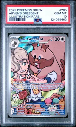 2025 POKEMON DRI EN-DESTINED RIVALS ILLUSTRATION RARE ARVEN'S GREEDENT PSA 10 - Image 1