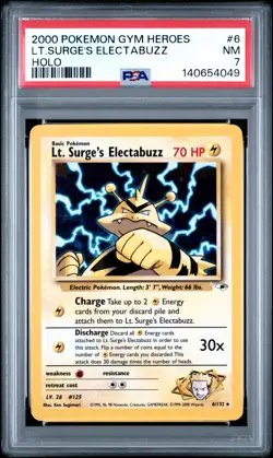 2000 POKEMON GYM HEROES HOLO #6 LT. SURGE'S ELECTABUZZ PSA 7 - Image 1