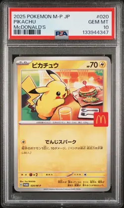 2025 POKEMON JAPANESE M-P PROMO MCDONALD'S #020 PIKACHU PSA 10 - Image 1