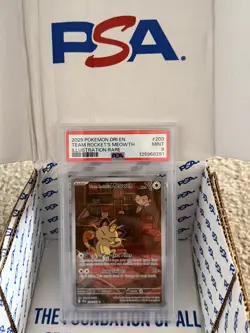 Pokemon Destined Rivals - Team Rocket’s Meowth 203/182 Illustration Rare PSA 9 - Image 3