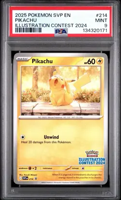 2025 Pokemon Pikachu #214 Illustration Contest 2024 Promo Black Star PSA 9 Mint - Image 1