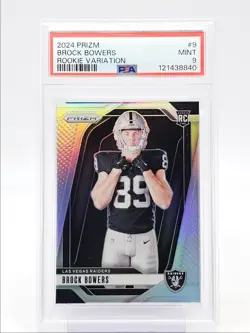 BROCK BOWERS 2024 PANINI PRIZM ROOKIE SILVER VARIATION A RC PSA 9 Q1825 - Image 1